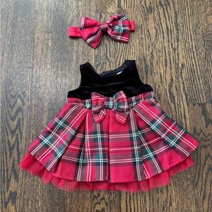 Red Plaid Holiday Dress and Bow